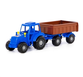 Трактор Алтай (синий) с прицепом №1