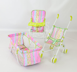 Набор: коляска, кроватка, стул. 
