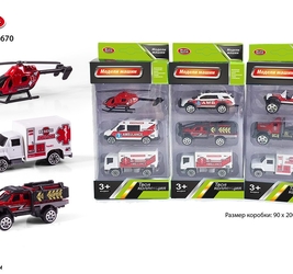 PS Набор пожарных машин, металл. 