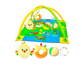 МЯКИШИ Игрушка коврик развивающий с дугамиЛужайка(с цыпленком)