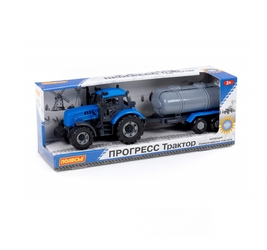 Трактор Прогресс с прицепом-цистерной 