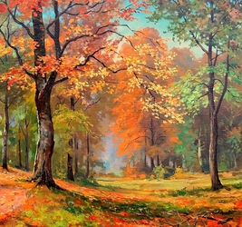  Алмазная мозаика (блест.) 20х20 (20цв) Осенний лес