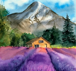 Алмазная мозаика  20х20 см, (24цв) Горная лаванда