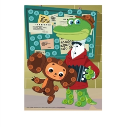 Мозайка из пуговиц А4. Чебурашка.