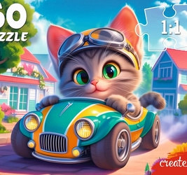 ПАЗЛЫ 60 элементов. Котёнок в автомобиле