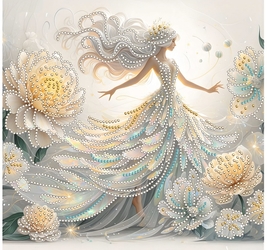 Алмазная мозаика 30х30 см,(4 цв.) Белоснежная дива