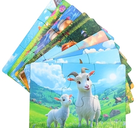 ПАЗЛЫ 9 в 1 (54 детали, поле 15х10,5 см) ДОМАШНИЕ ЖИВОТНЫЕ