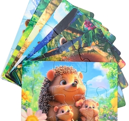 ПАЗЛЫ 9 в 1 (54 детали, поле 15х10,5 см) ЛЕСНЫЕ ЖИВОТНЫЕ