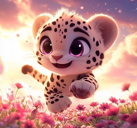 Холст с красками 20х20 см по номерам(16 цв.) Бегущий снежный барс