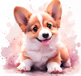 Холст с красками 20х20 см по номерам(16 цв.) малыш корги