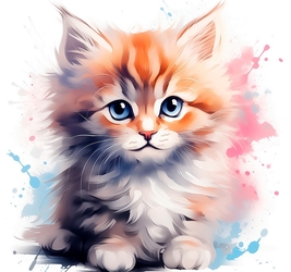 Холст с красками 20х20 см по номерам (16 цв.) пушистый кот