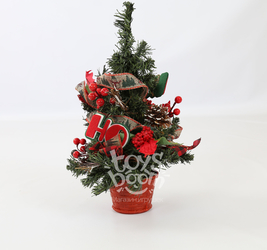 Ёлочка в горшке с украшением.