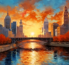 Алмазная мозаика 30х40 см, (30цв) Закат над городом