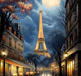 Алмазная мозаика  30х40 см,(30цв) Ночной Париж