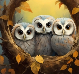Алмазная мозаика 30х40 см,(30цв) Осенние совы