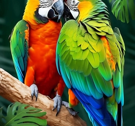 Алмазная мозаика 30х40 см,(30цв) Пёстрые попугаи