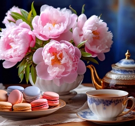 Алмазная мозаика 30х40 см,(30цв) Чайный натюрморт