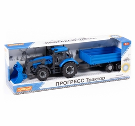 Трактор Прогресс с бортовым прицепом и ковшом инерционный