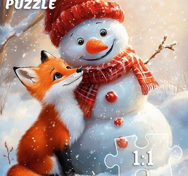 ПАЗЛЫ 60 элементов. ЛИСЕНОК И СНЕГОВИЧОК