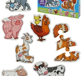 МАКСИ-ПАЗЛЫ. ДОМАШНИЕ ЖИВОТНЫЕ (7 пазлов, 23 детали)