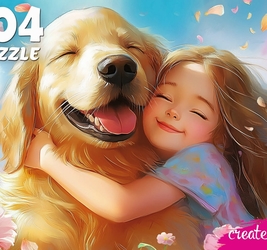  ПАЗЛЫ 104 элемента. ДЕВОЧКА С ЛЮБИМОЙ СОБАКОЙ
